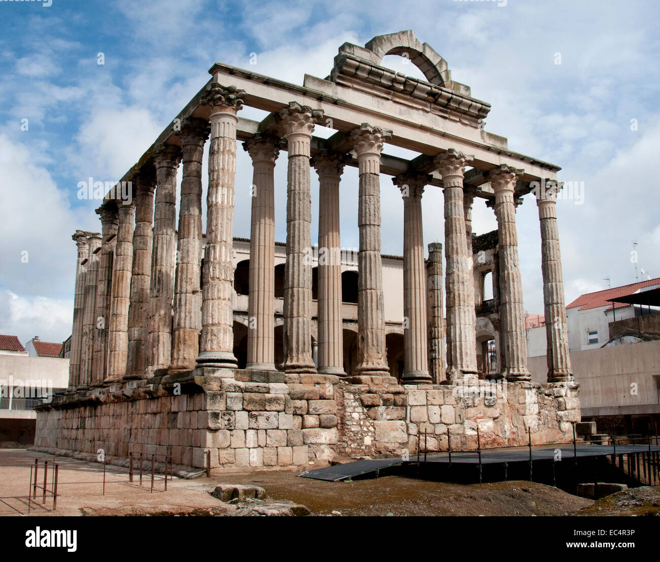 Roman Temple for Diana in Merida Badajoz province Extremadura region, Spain, Spanish Stock Photo