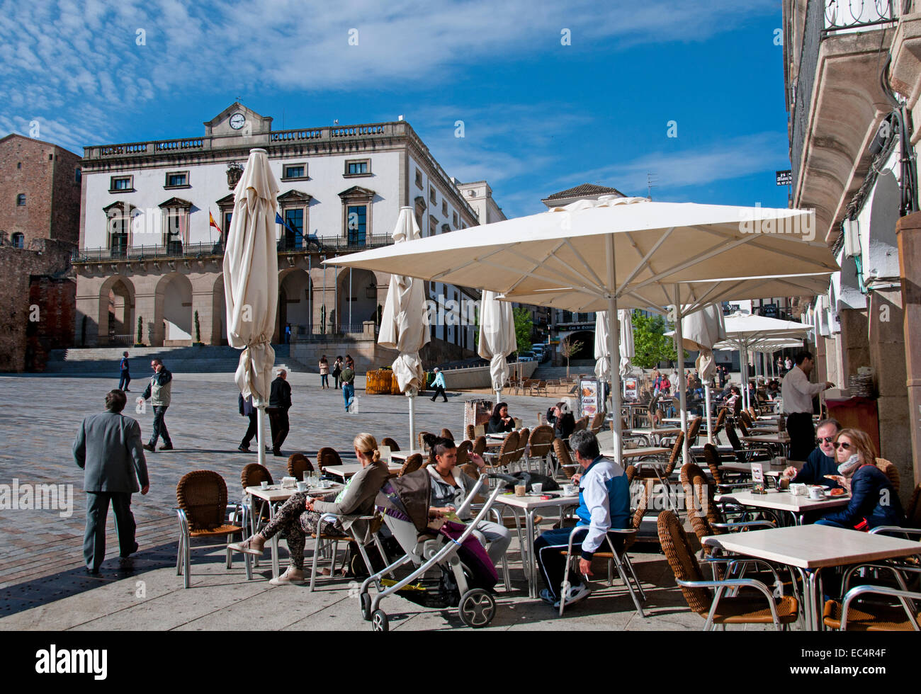 Bar Restaurant Plaza Mayor, Plasencia, Caceres, Extremadura, Spain Spanish Stock Photo