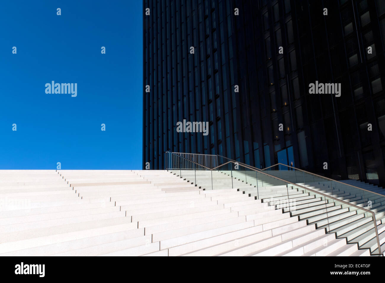 High rise with an empty staircase in the sunshine Stock Photo