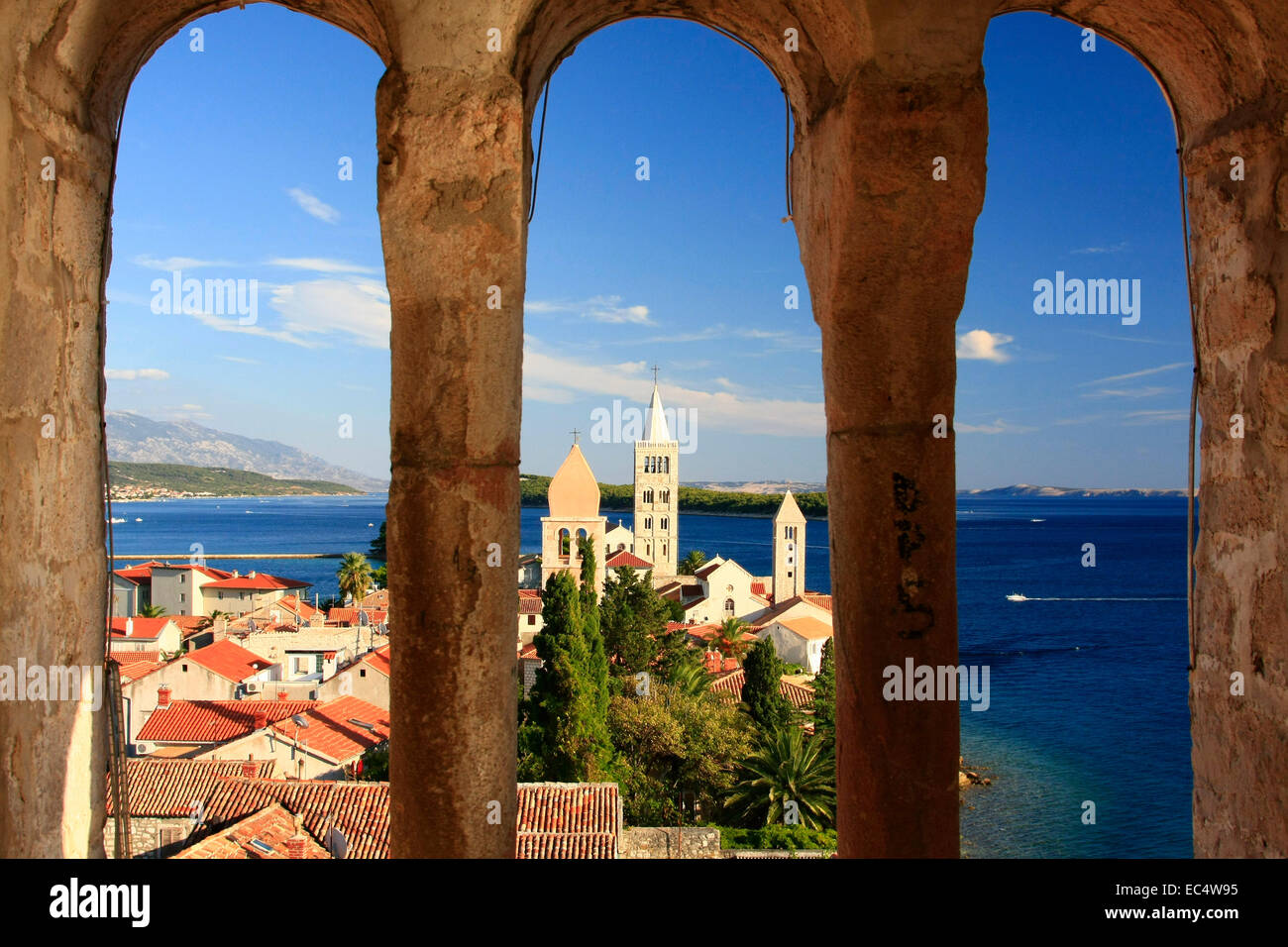 Croatia, Kvarner, Insel Rab, Blick ueber die Altstadt Rab Stock Photo