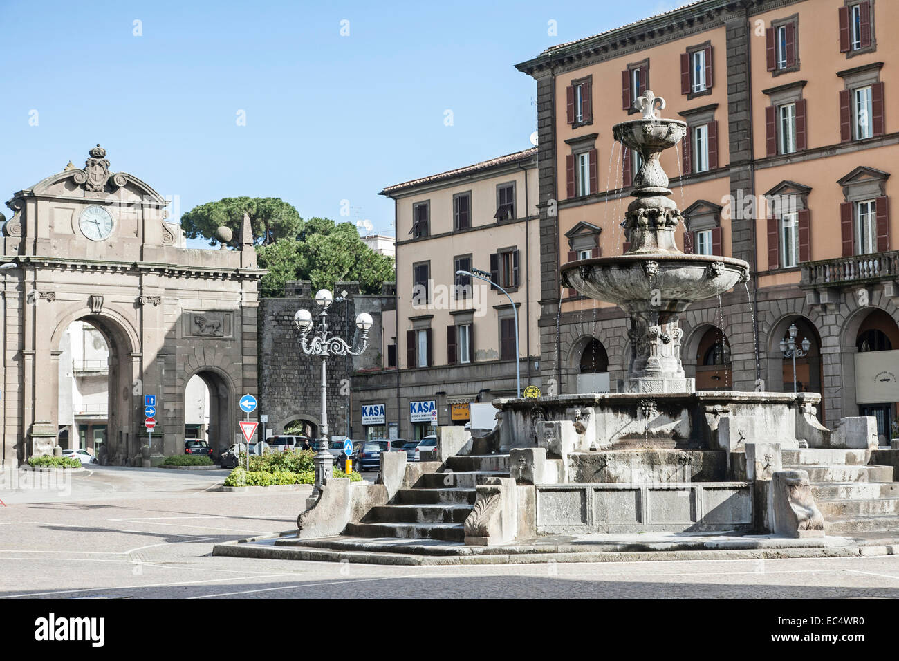 Through the Porta Fiorentina we reach Piazza della Rocca and the medieval  castle of Viterbo Stock Photo - Alamy