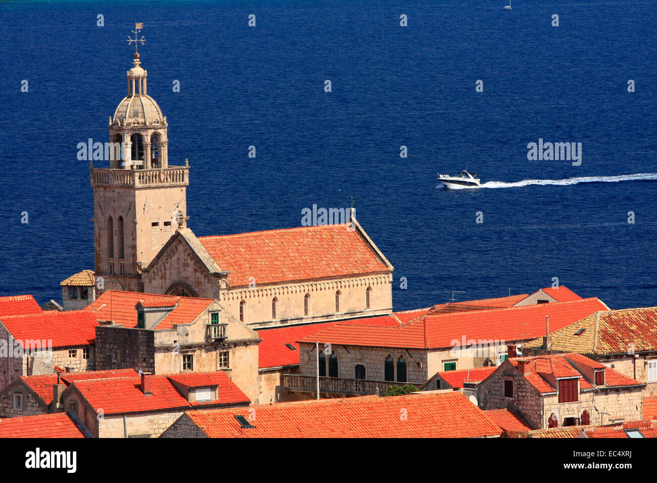 Croatia, Sued-Dalmatien, Insel Korcula, Blick auf die Altstadt Korcula Stock Photo
