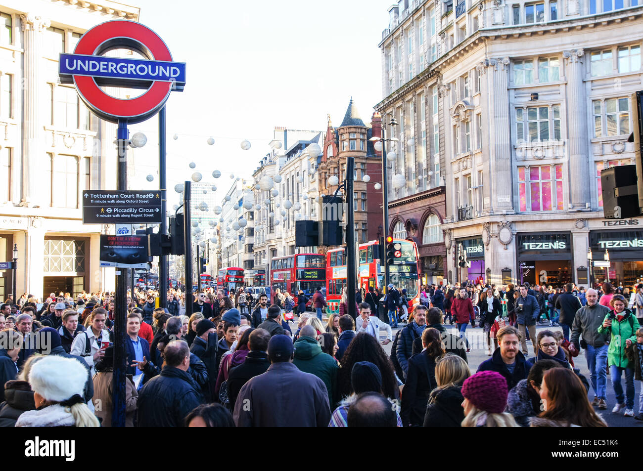Shoppers near Piccadilly Circus tube station on Oxford Street, London