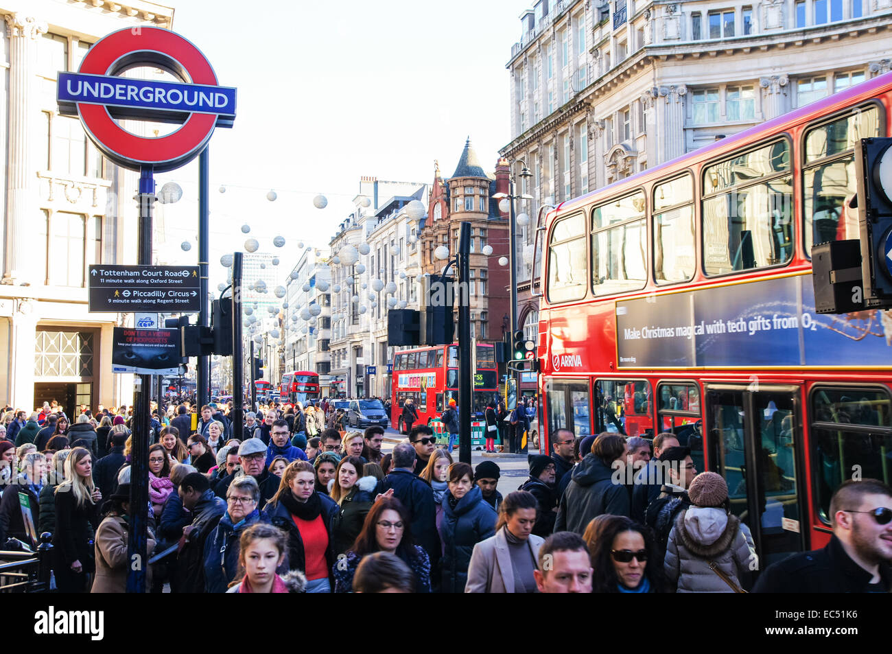 Shoppers near Piccadilly Circus tube station on Oxford Street, London