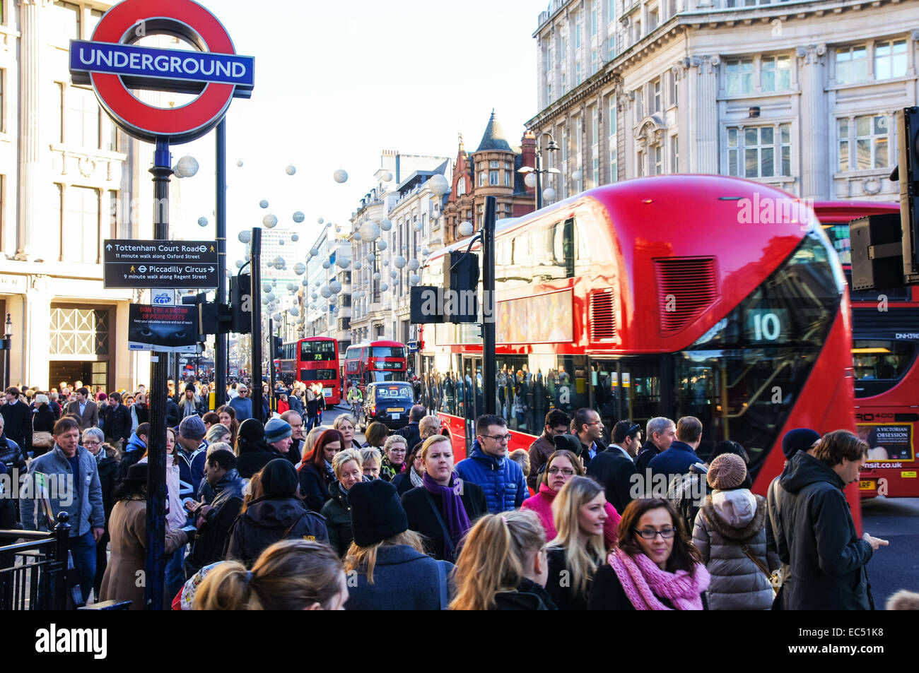 Shoppers near Piccadilly Circus tube station on Oxford Street, London
