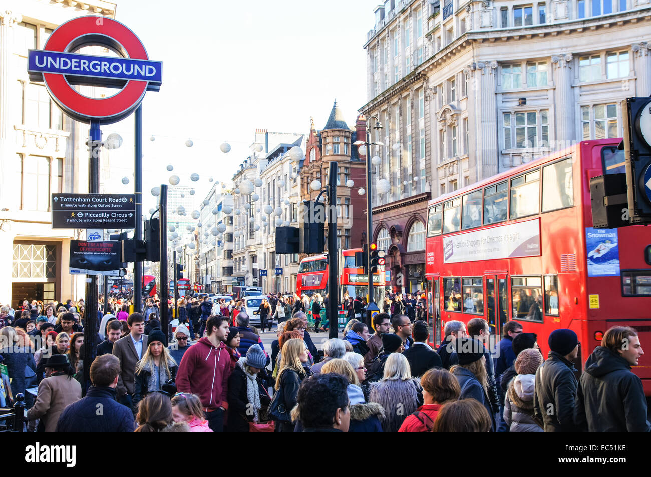 Shoppers near Piccadilly Circus tube station on Oxford Street, London
