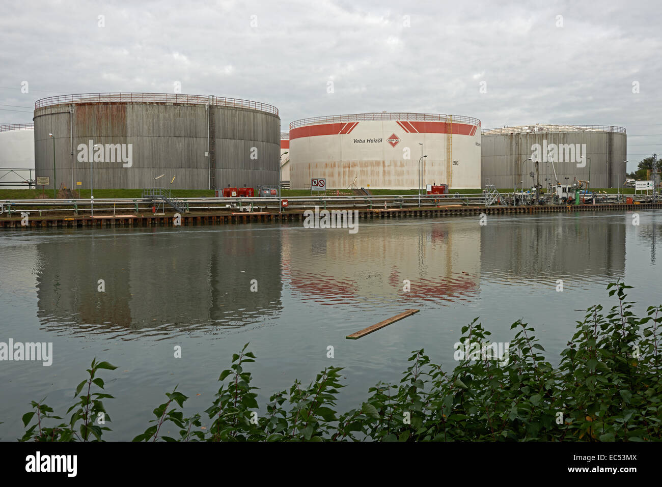 Oil storage tanks, Gelsenkirchen, Germany. Stock Photo