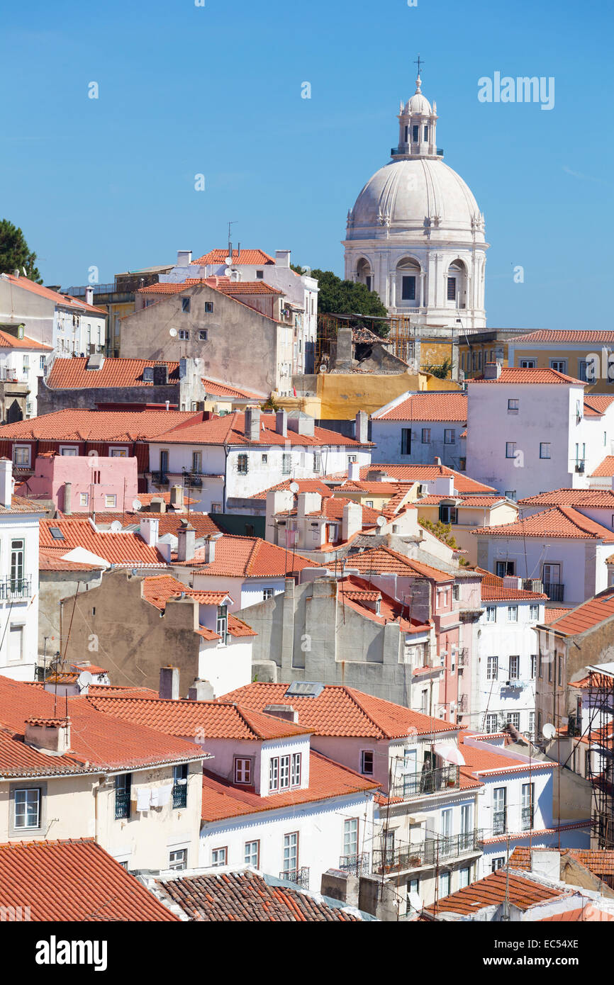 Lisbon, view of Alfam's region and Santa Engrassiya's (Pantheon) church Stock Photo