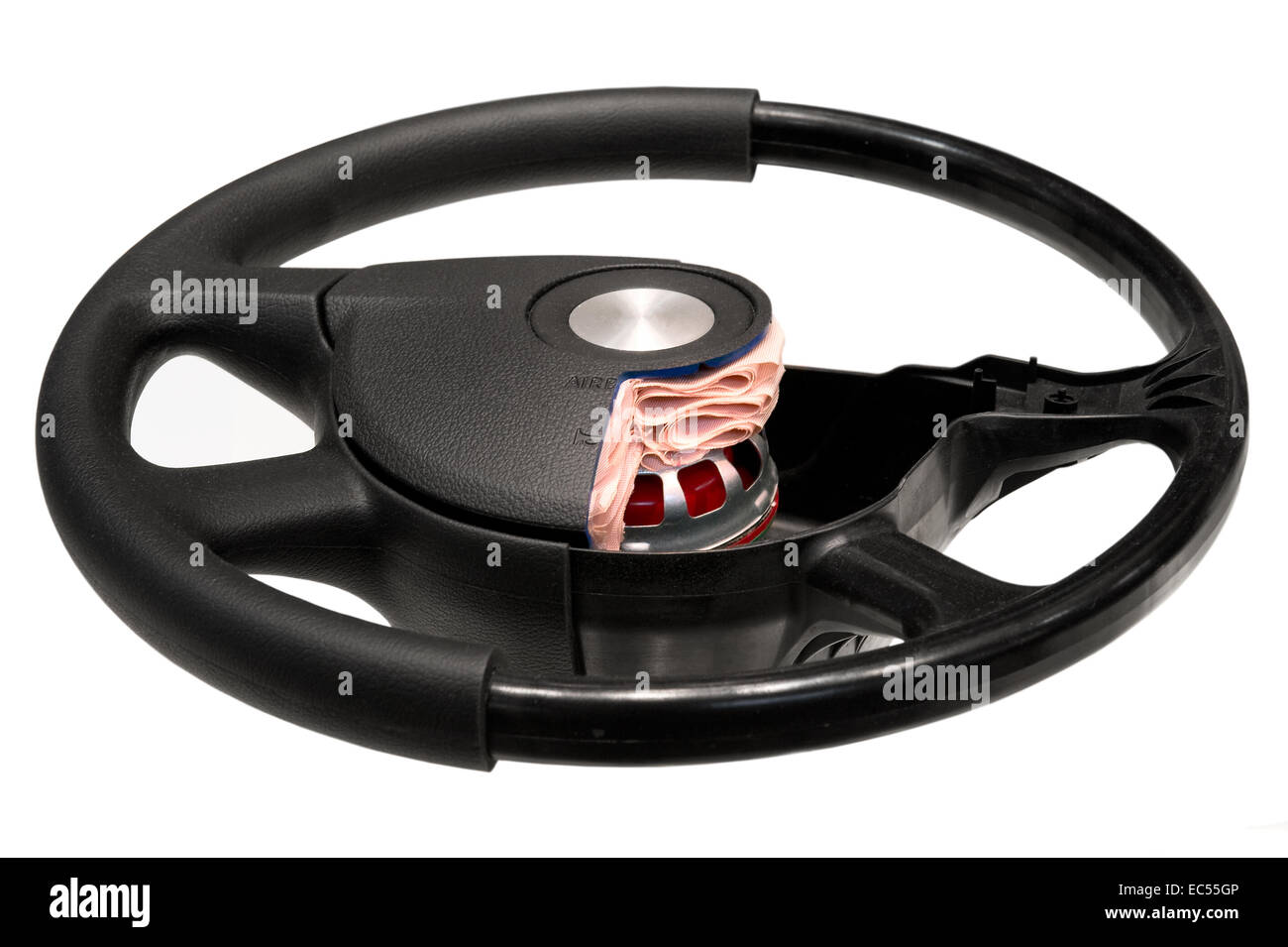 Section model of the steering wheel with SRS Stock Photo