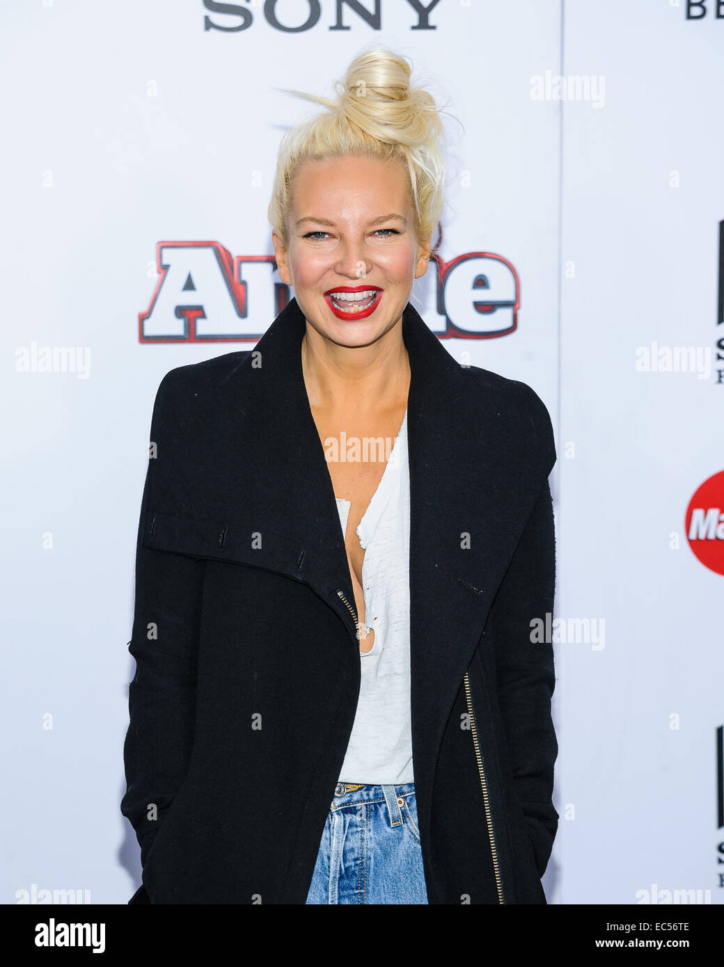 New York, USA. 7th December, 2014.  Sia Furler Arrives at the New York City Premiere of 'Annie' at The Ziegfeld Theater in New York City Credit:  Patrick Morisson/Alamy Live News Stock Photo