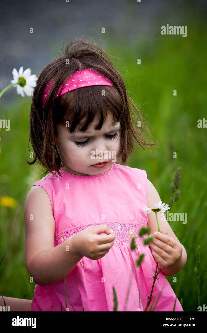 little girls walking and ranking the fields Stock Photo - Alamy