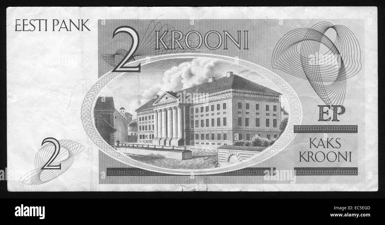 Banknote,Currency, 2, Estonia Stock Photo