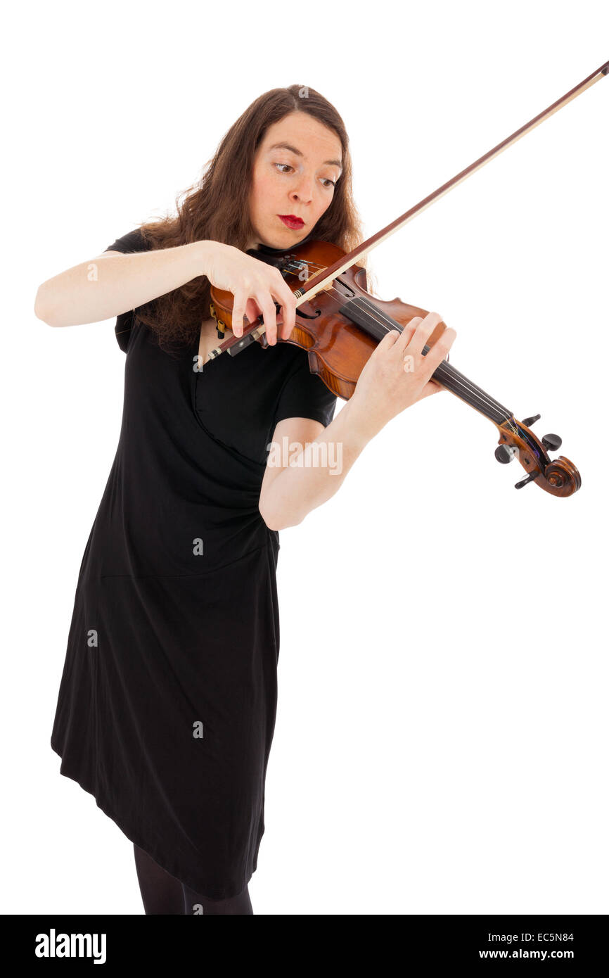 The beautiful young woman is playing the violin Stock Photo - Alamy