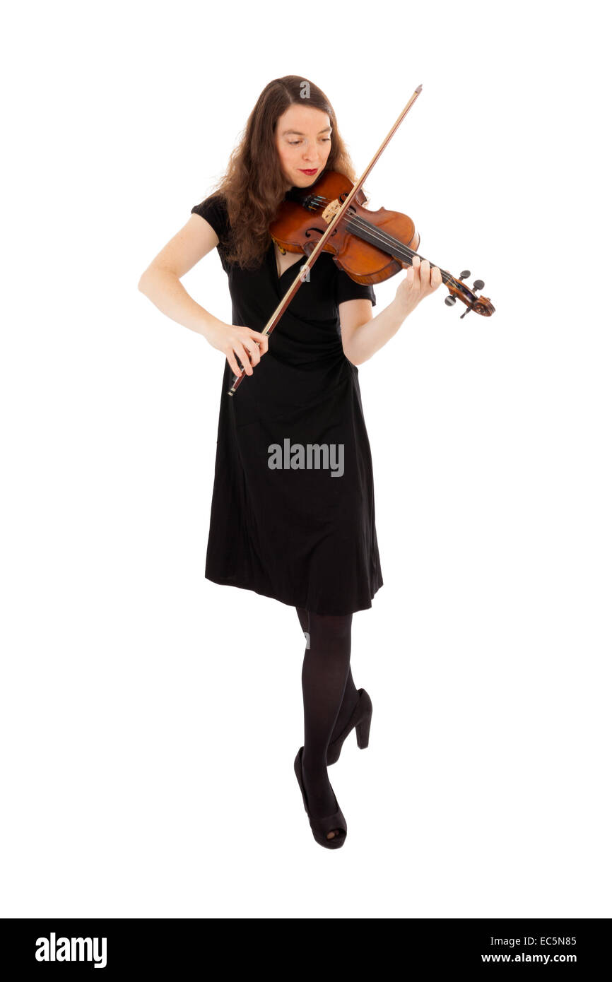 The beautiful young woman is playing the violin Stock Photo - Alamy