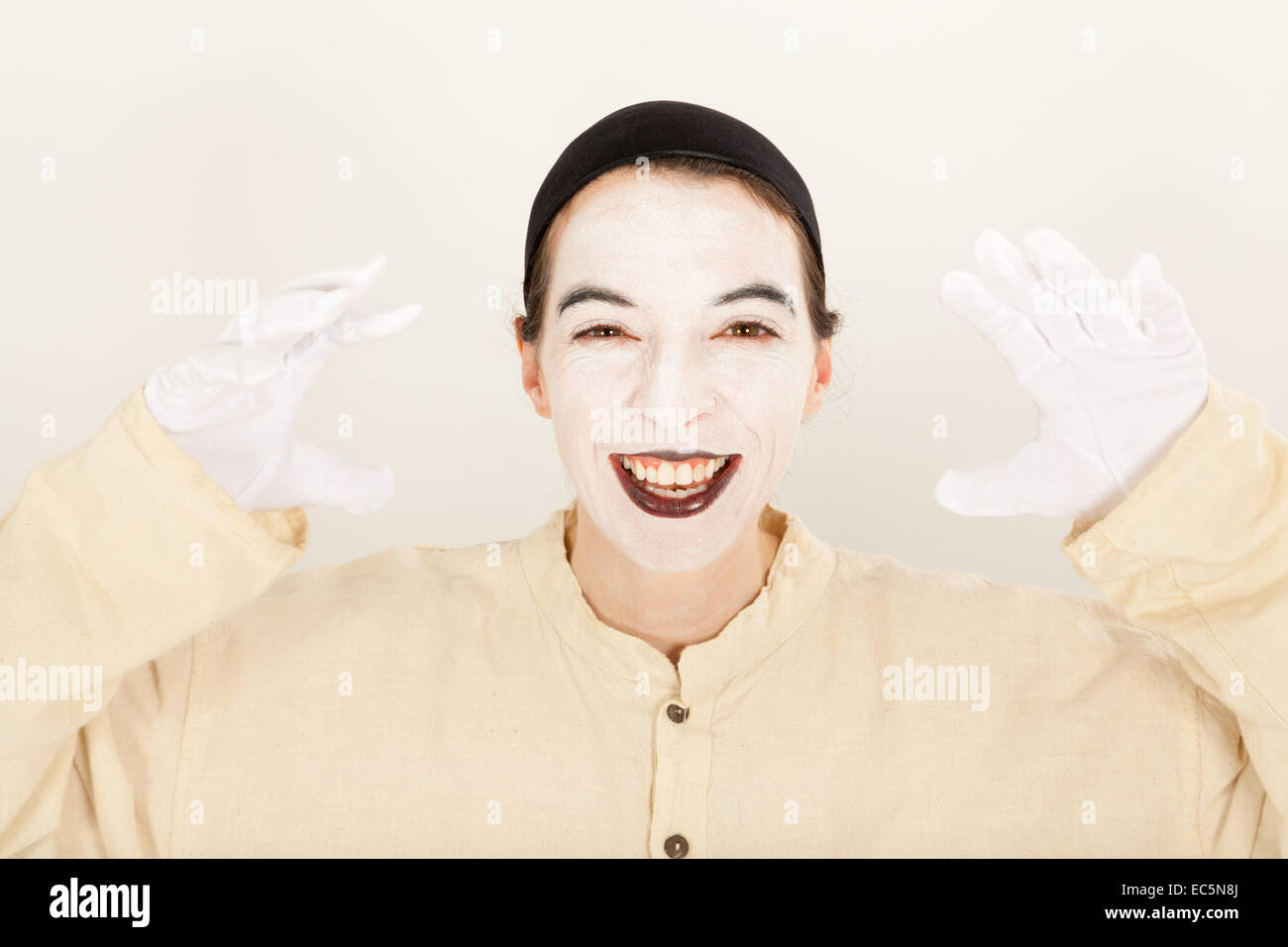 The clown is standing in front of a camera and making a face Stock ...
