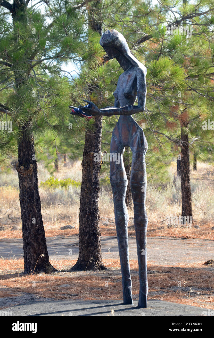 Dennis Smith sculpture, 'Those Left Behind', Living Memorial sculpture Garden, California Stock Photo