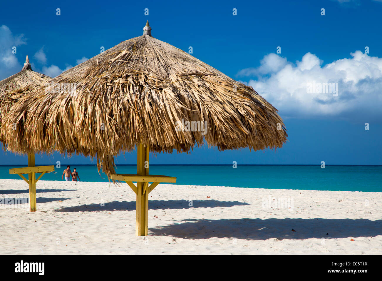 Aruba beach grass umbrella hi-res stock photography and images - Alamy