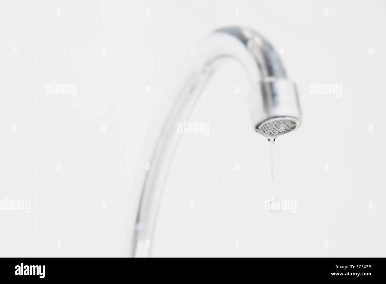 Faucet with a drop tube water consumption natural wet water sink defect water drops Silent Washing Bathroom Low water damage, Stock Photo