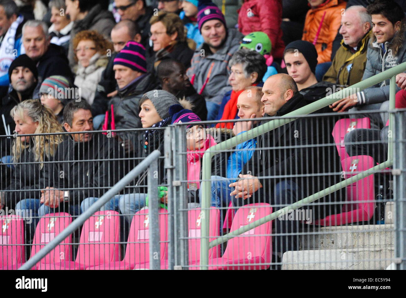 Pascal DUPRAZ - Expulse en tribune - 07.12.2014 - Evian Thonon / Lyon - 17eme journee de Ligue 1 -.Photo : Jean Paul Thomas / Icon Sport Stock Photo