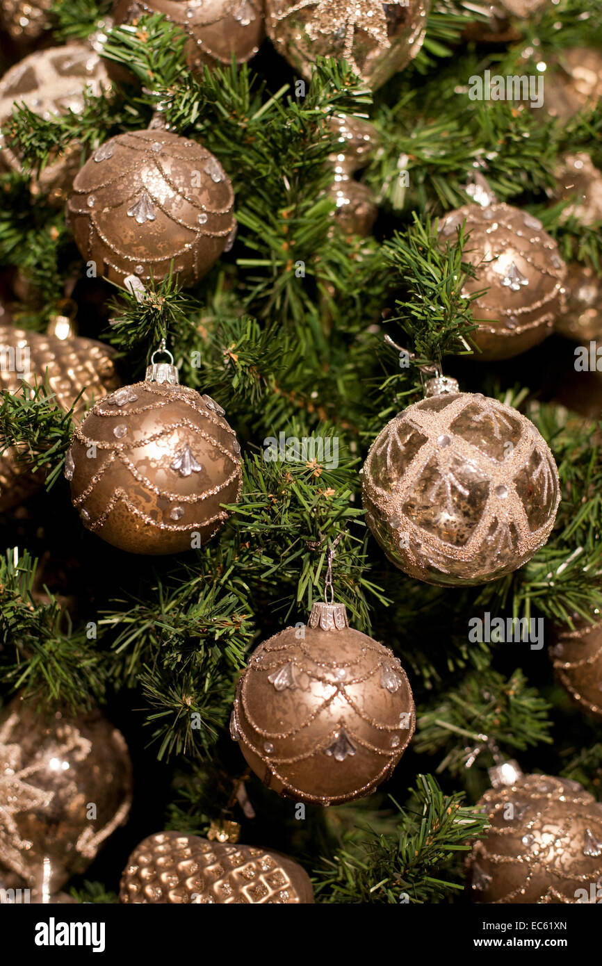 Christmas balls om a Christmas tree Stock Photo