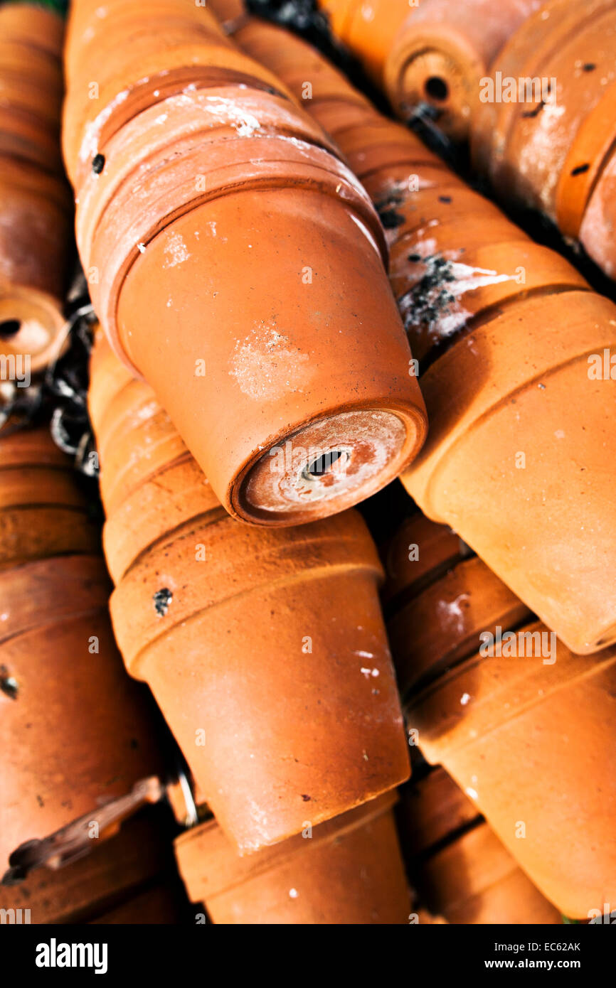 earthenware flowerpots Stock Photo