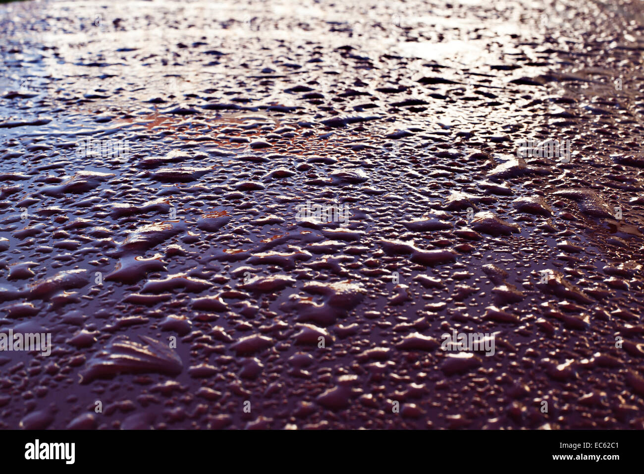frozen waterdrops on car Stock Photo
