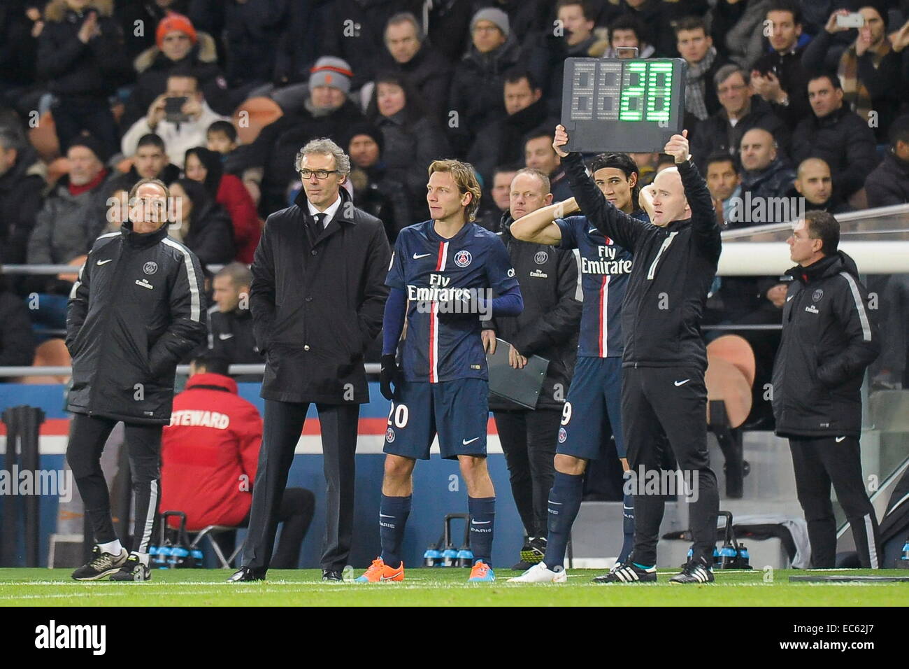 Laurent Blanc/Clement Chantome/Edinson Cavani - 06.12.2014 - PSG/Nantes - 17eme journee de Ligue 1.Photo : Andre Ferreira/Icon Sport Stock Photo