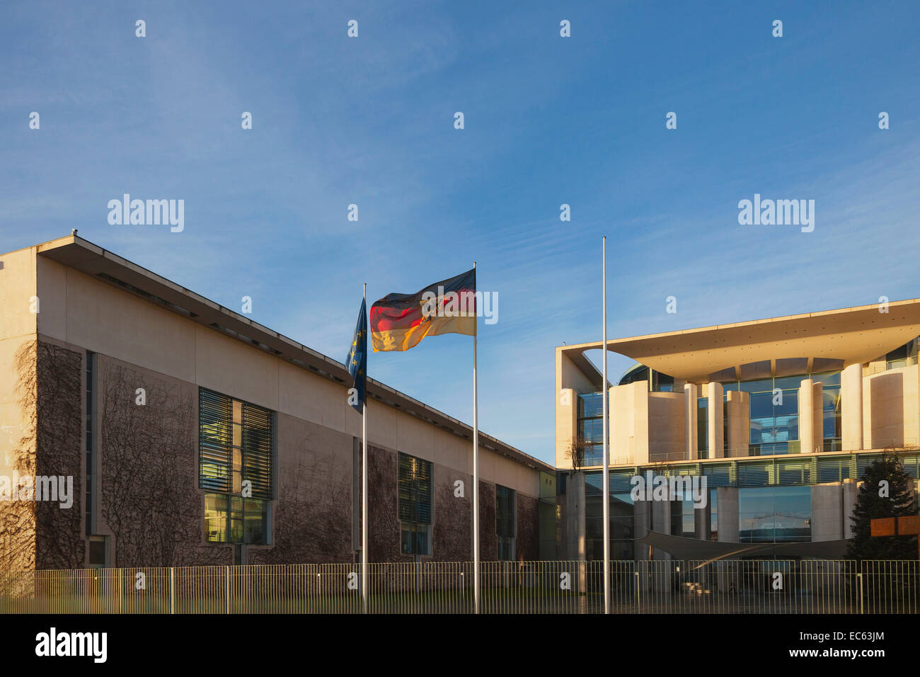 Federal Chancellery, morning, Chancellor, Government District, Stock Photo