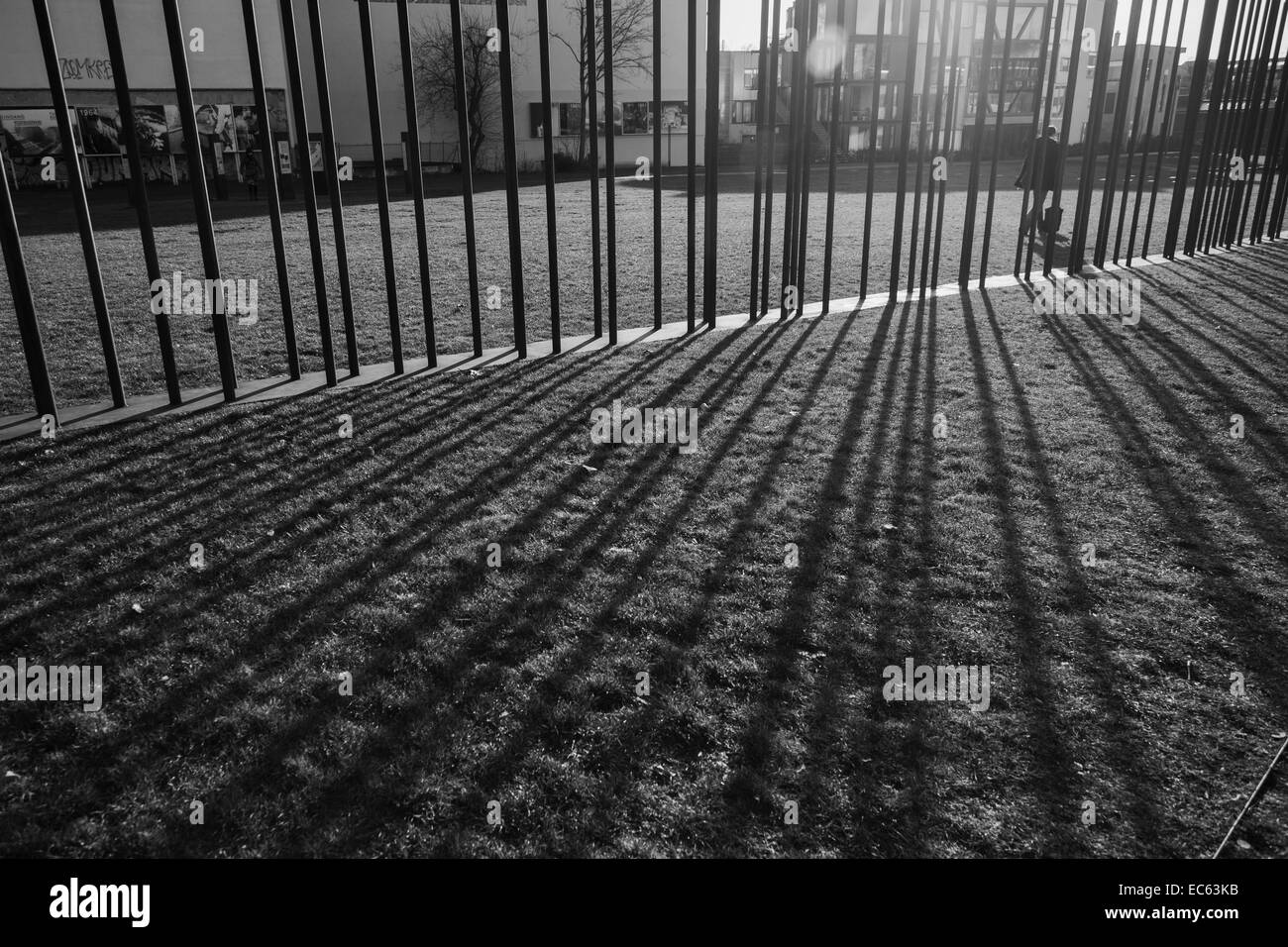 Berlin Wall memorial 2014, Wall, popular uprising, escape, Museum, Black and White Stock Photo