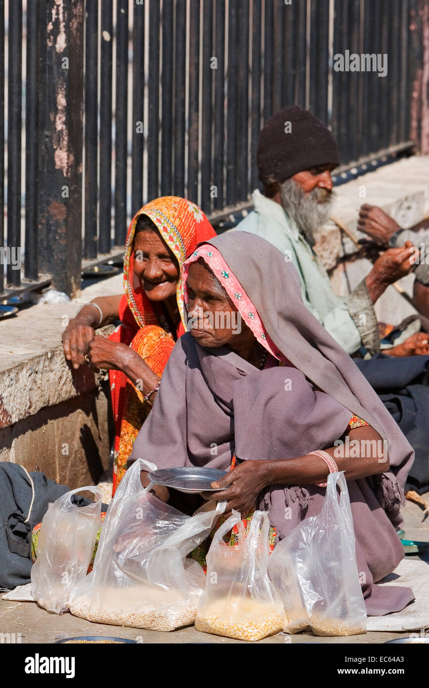 old indian woman on a market . North India, India, Asia Stock Photo