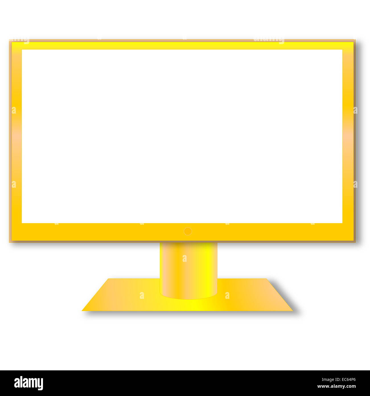 Golden metallic computer screen in white background Stock Photo - Alamy