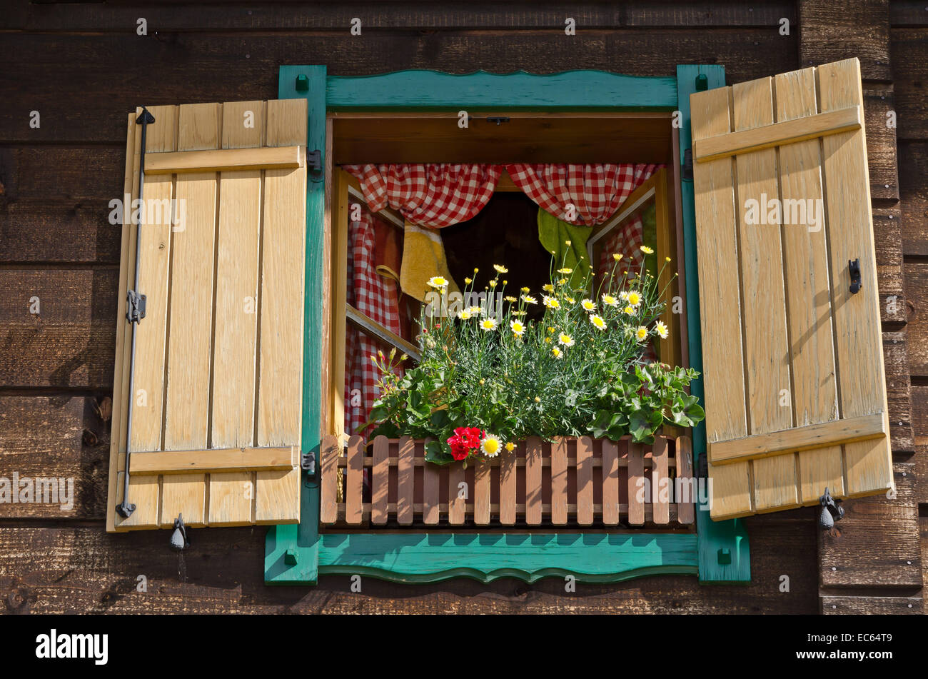 An old wooden window in Austria Stock Photo