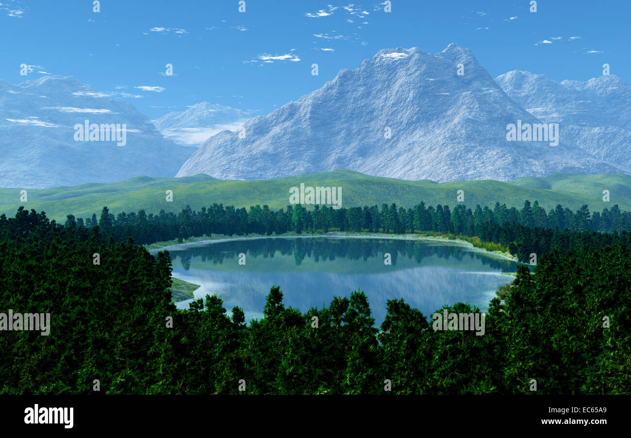 Mountains valley illustration hi-res stock photography and images - Alamy
