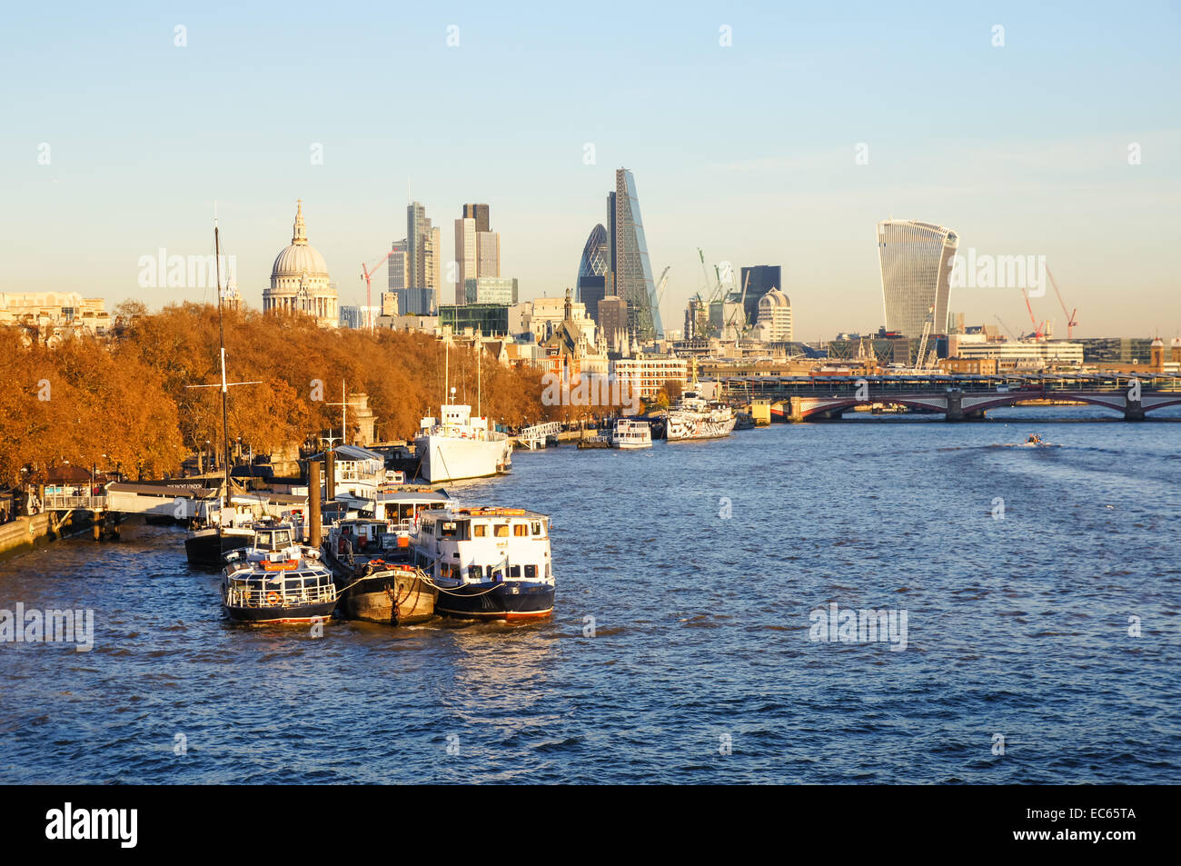 View of the London skyline from Waterloo Bridge London England United ...