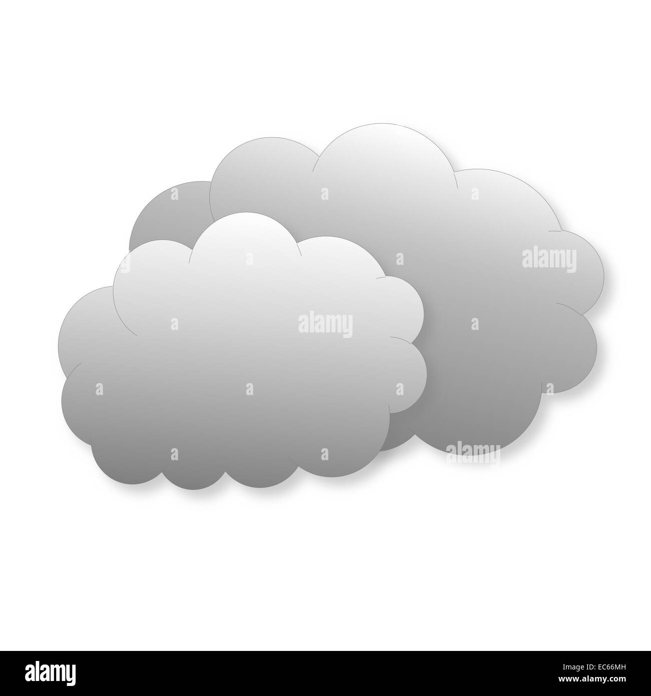 Two grey clouds as weather icon in white background Stock Photo - Alamy