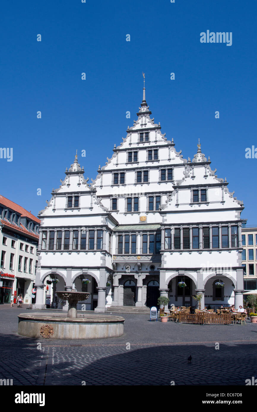 Town hall on Rathausplatz square, Paderborn, Ostwestfalen Lippe region, North Rhine Westphalia, Germany, Europe Stock Photo