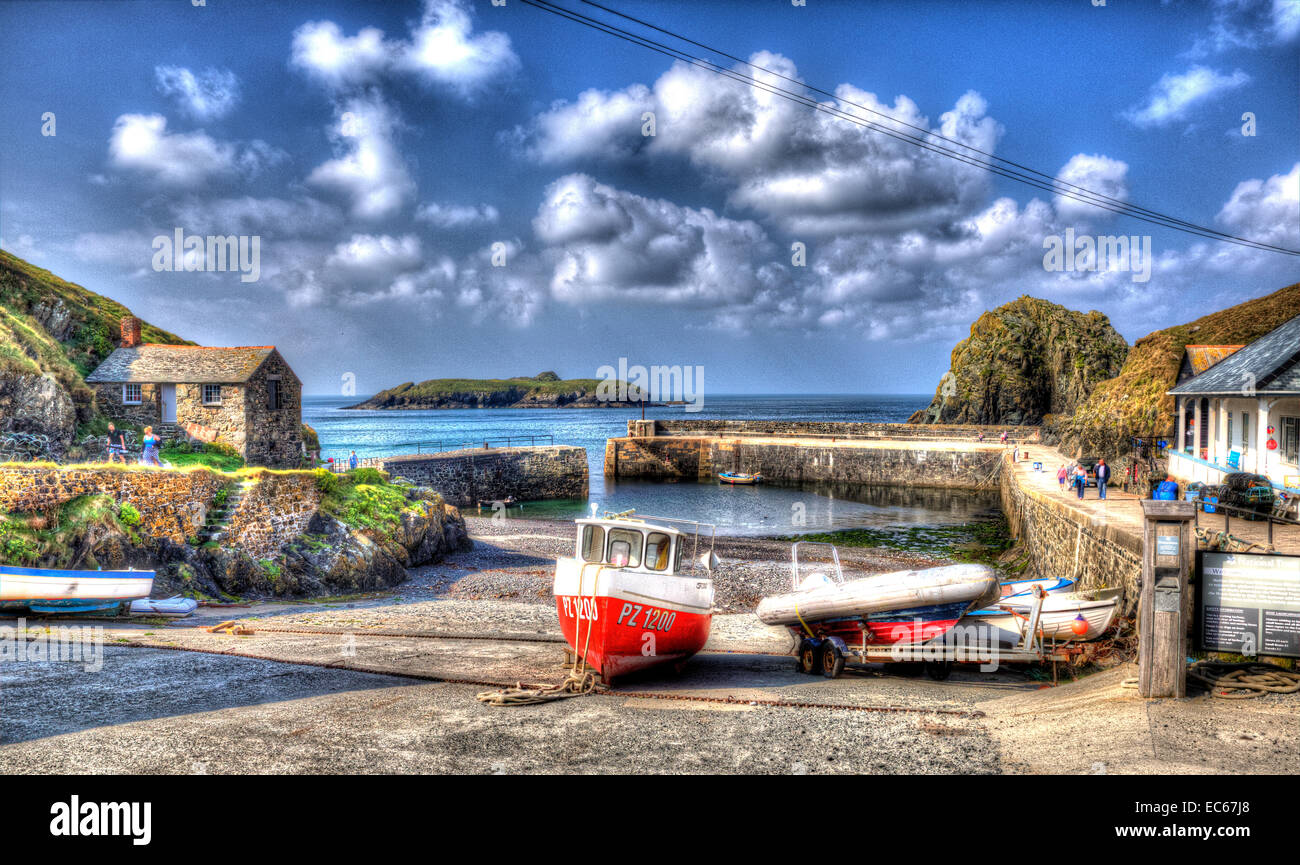 Cornish harbour Mullion Cornwall UK the Lizard peninsula Mounts Bay