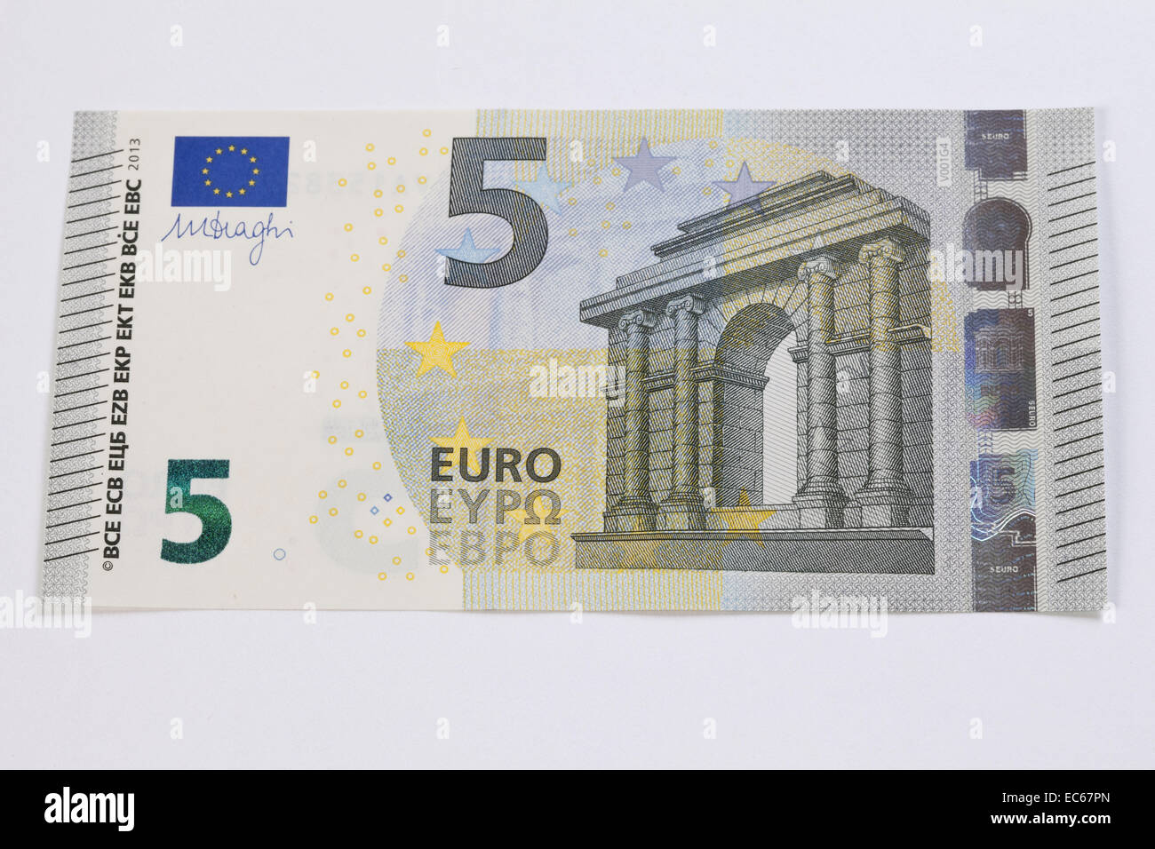 New Banknote 5 Euros Isolate Closeup 5 Euro Banknote Isolated On White  Background Five Euro Banknote Isolated On White View From Above Stock Photo  - Download Image Now - iStock