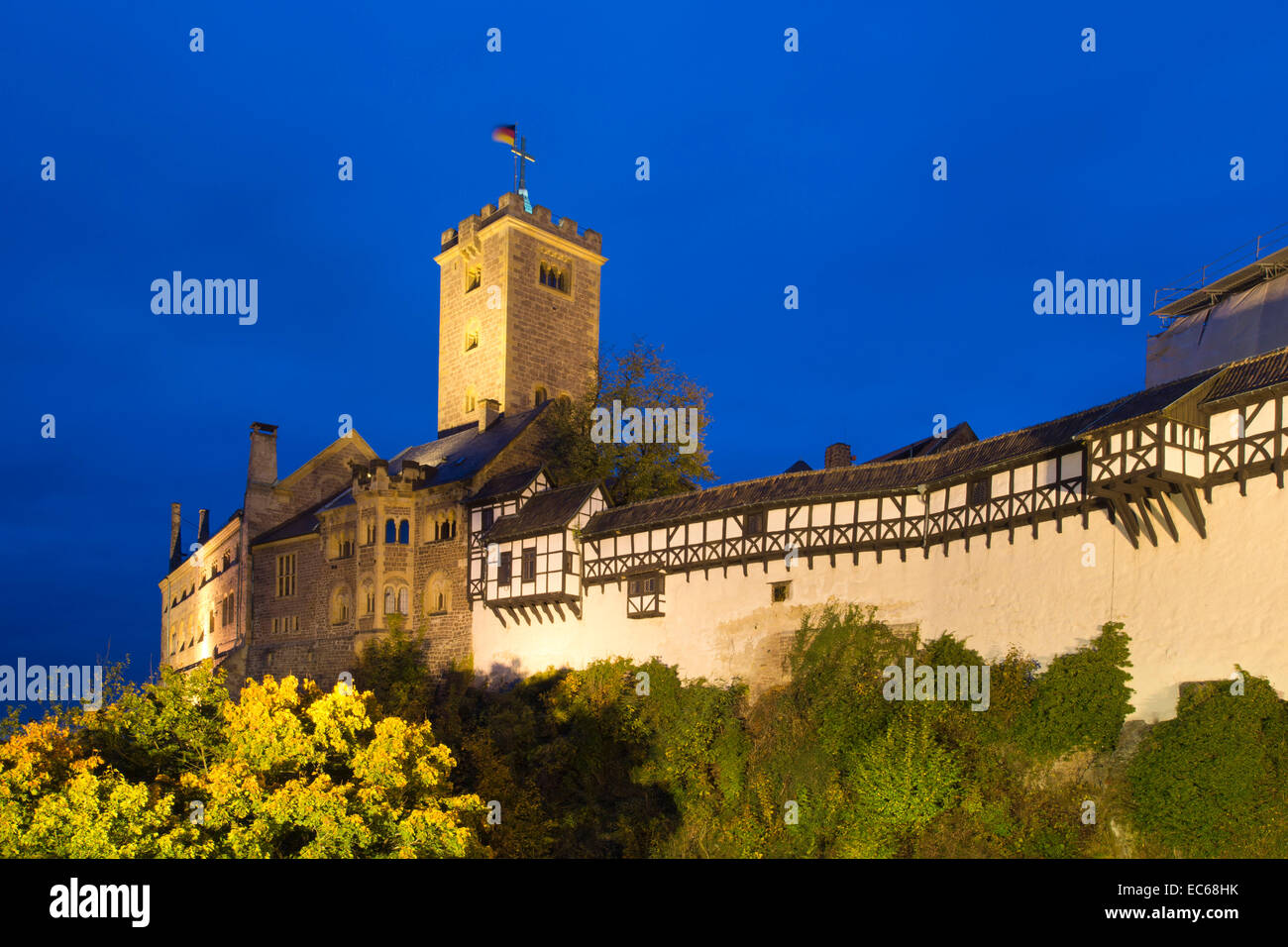 The east side of the Wartburg Castle at night, UNESCO World Heritage ...