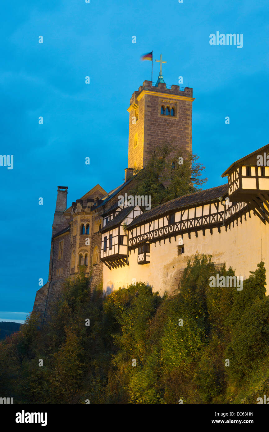 Wartburg Castle at night, UNESCO World Heritage Site, Eisenach