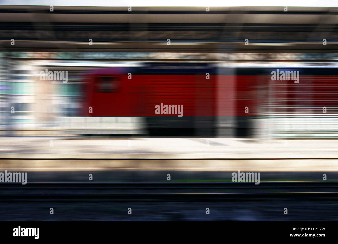 Train in the railway station abstract Stock Photo Alamy