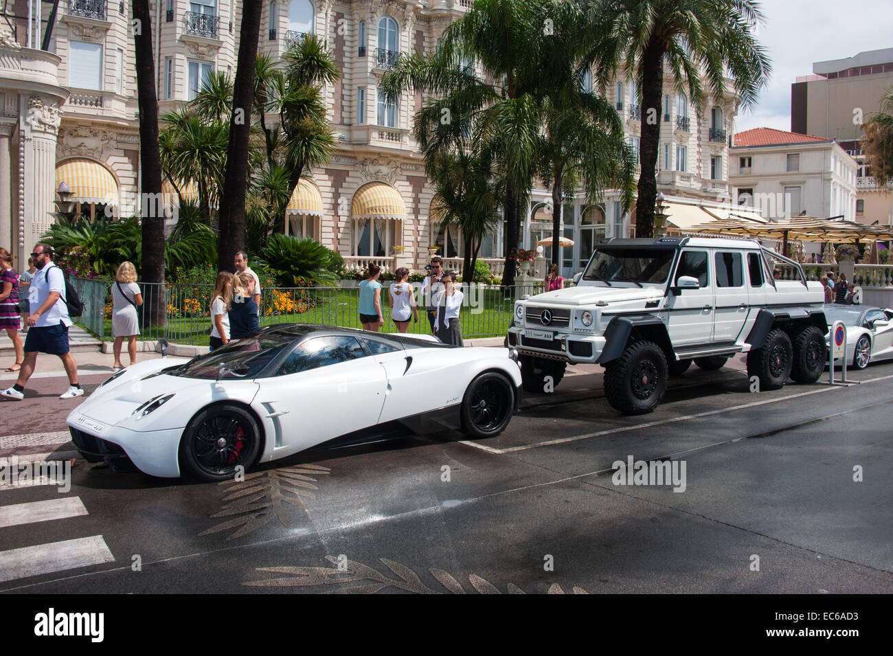 Luxury cars in Cannes, France Stock Photo