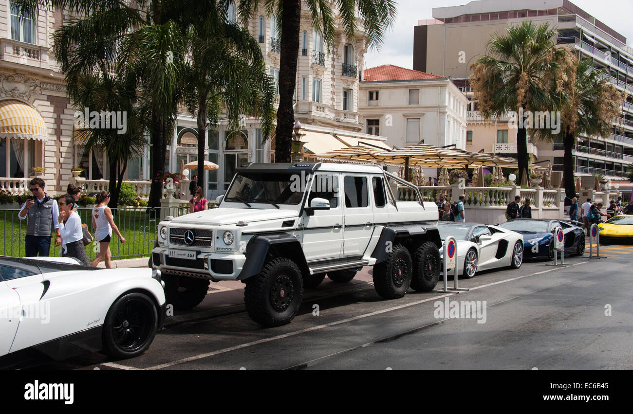 Luxury cars in Cannes, France Stock Photo