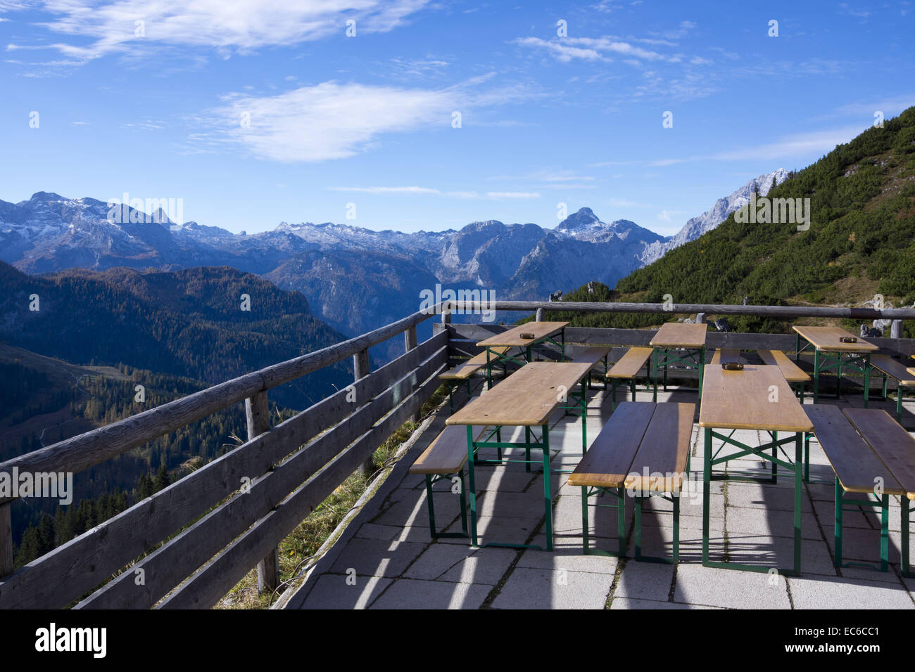 View from the Jennerbahn-Station on the mountains Hoher Goell and Hohes Brett  Berchtesgaden National Park Berchtesgadener Land Stock Photo