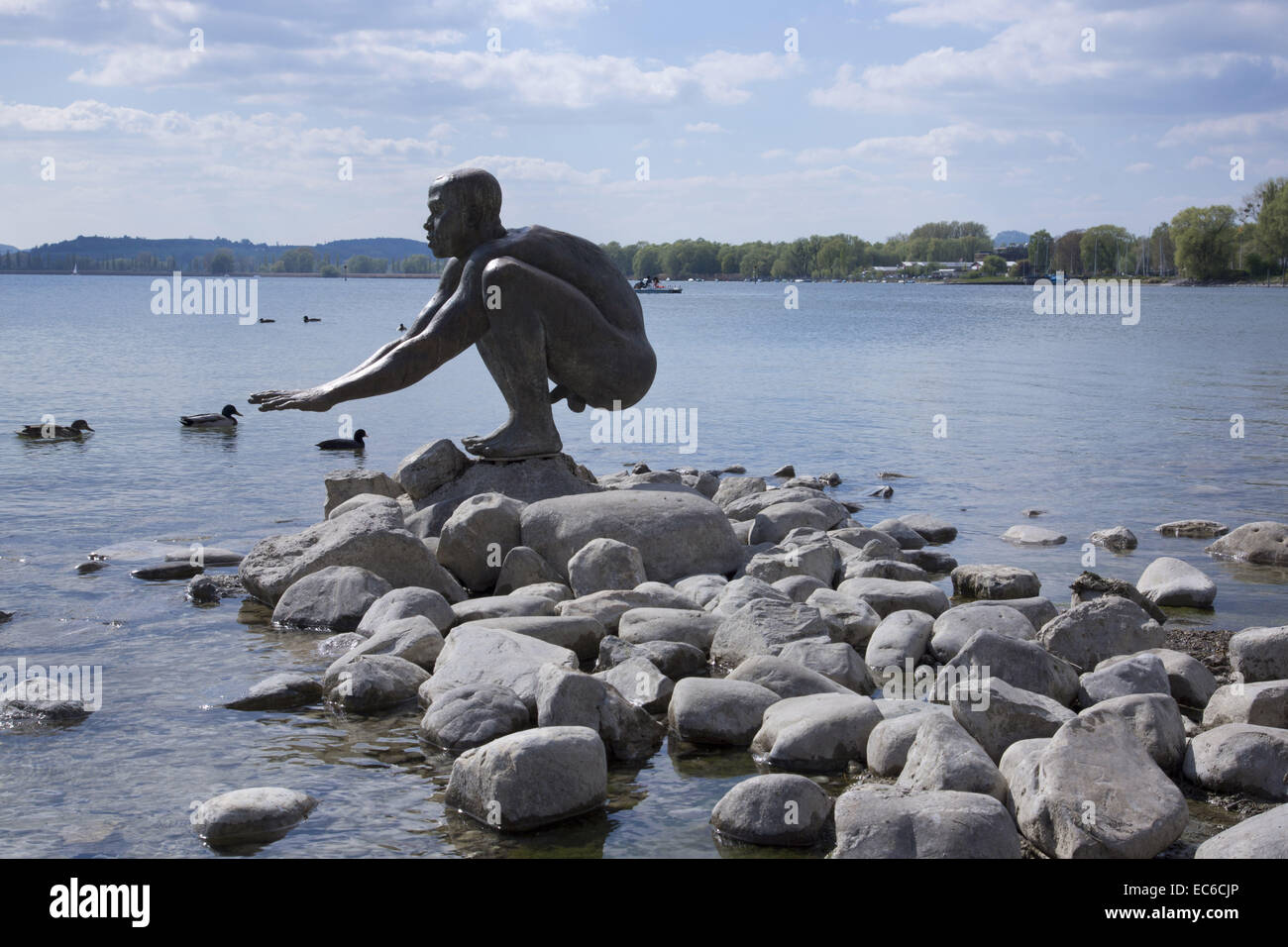 El Nino sculpture on Lake Constance, Radolfzell, Baden-Wuerttemberg, Germany, Europe Stock Photo
