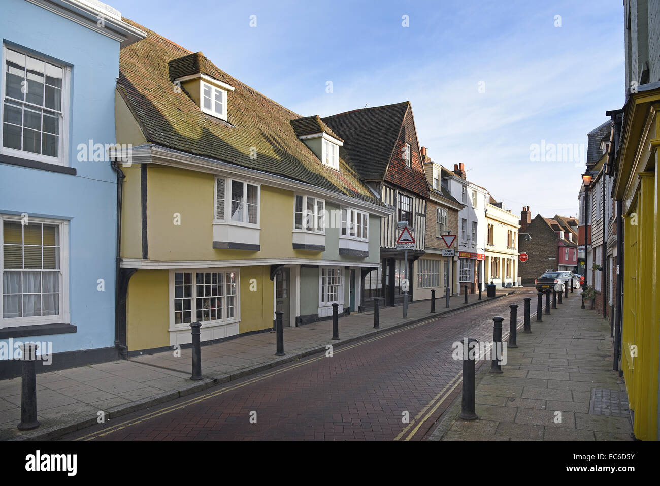Old houses in West Street, Faversham, Kent, UK. Faversham has some 500 listed buildings Stock
