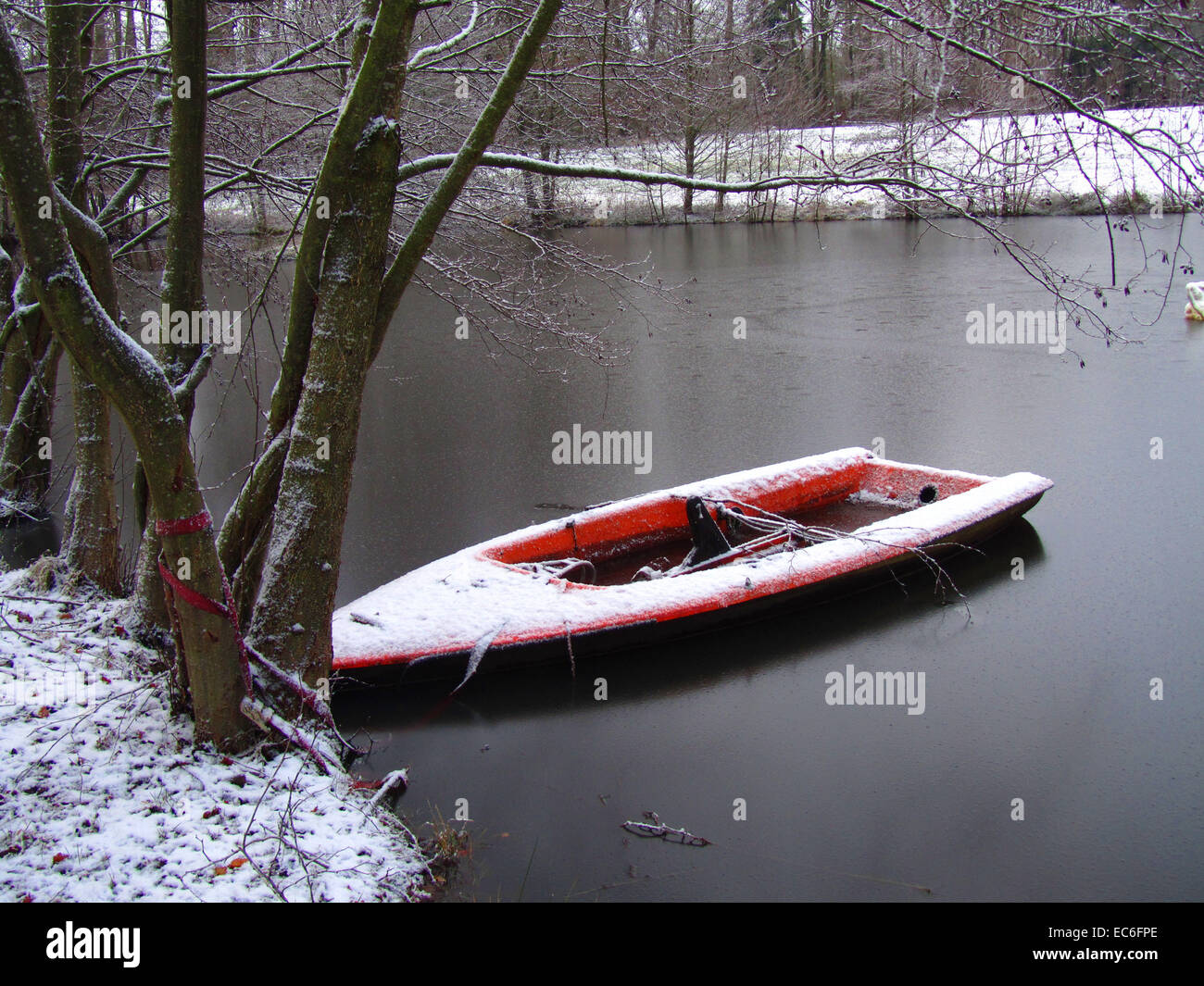 Rowing boat in the winter Stock Photo