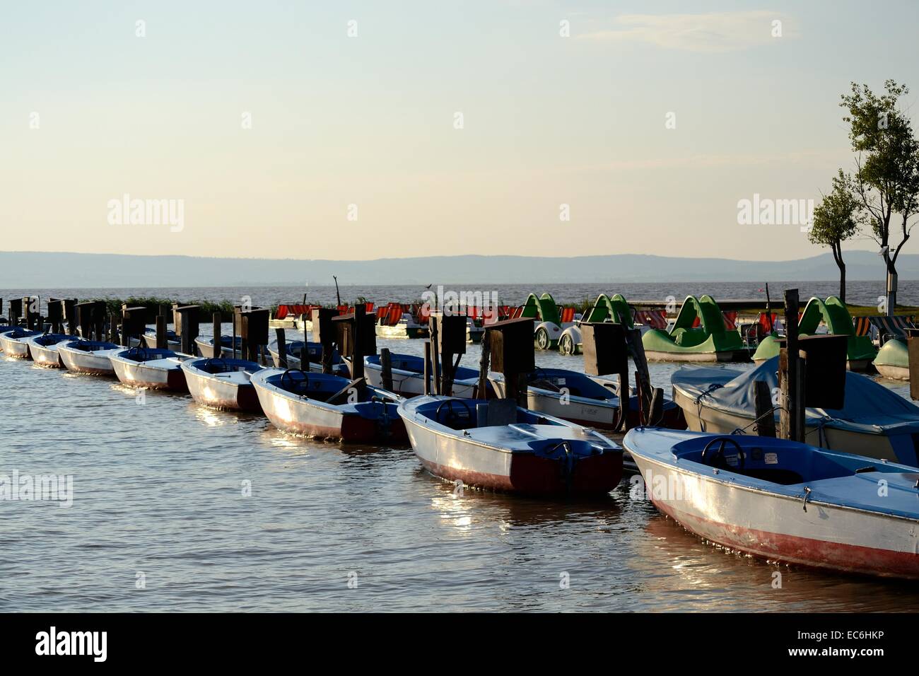 On the web-based motorboats and pedalos Stock Photo