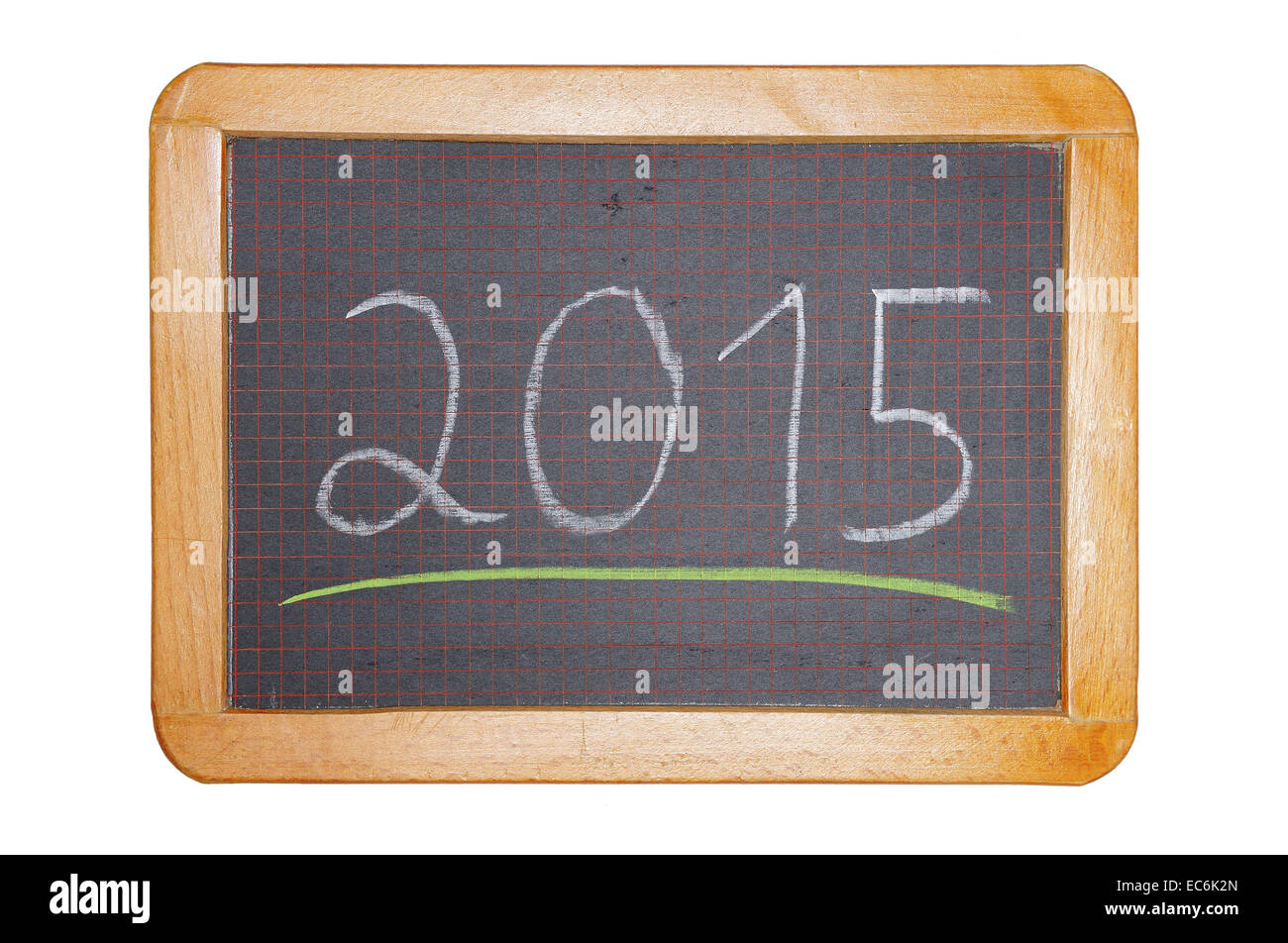 2015 with green underline on chalkboard cut out Stock Photo