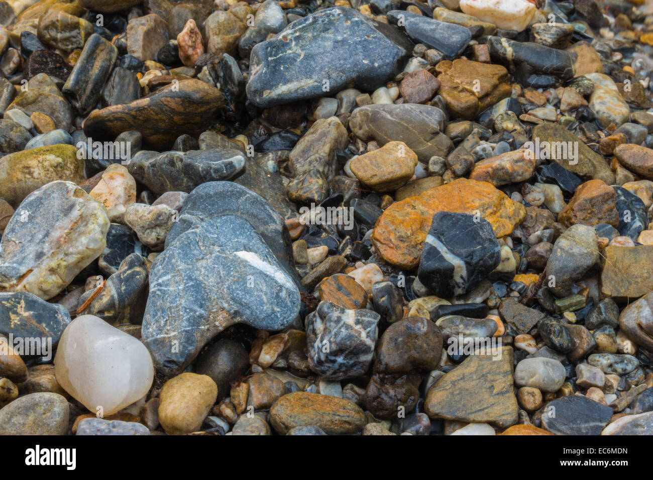Colorful stones of a river landscape in the Alps Stock Photo